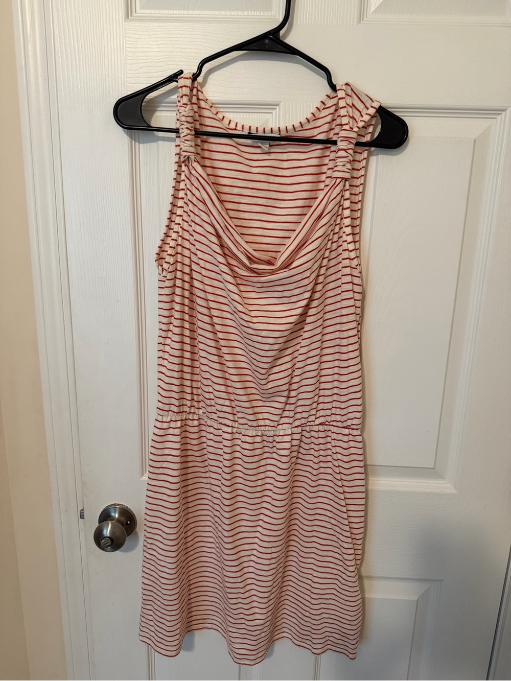 Banana Republic Cream and Red Striped Sleeveless Midi Dress 100% Cotton